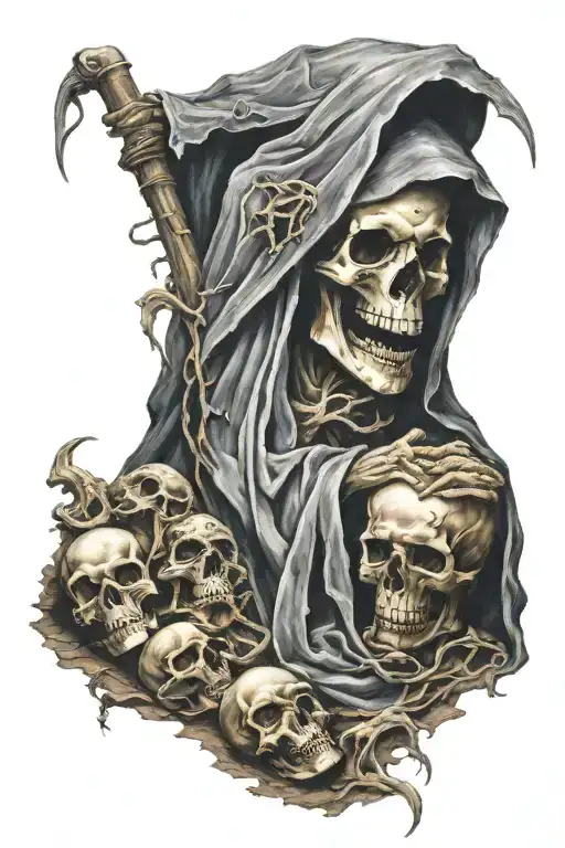 Grim Reaper On A Pile Of Corpses