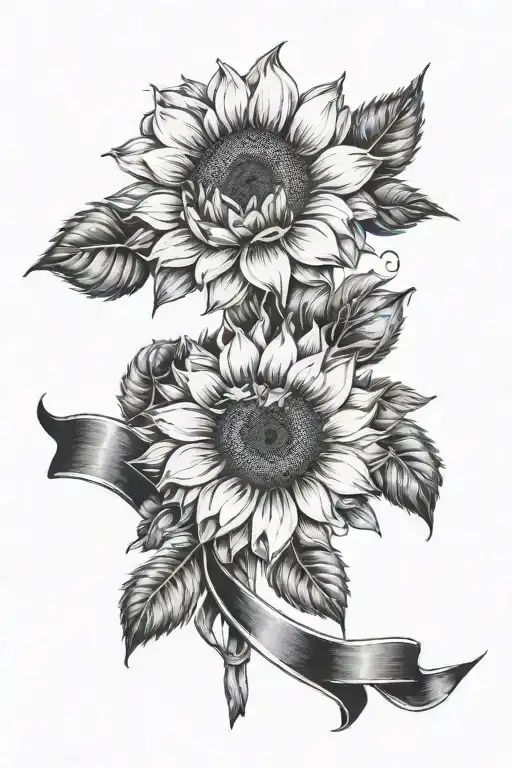 Rose Sunflower Ribbon Wrapped