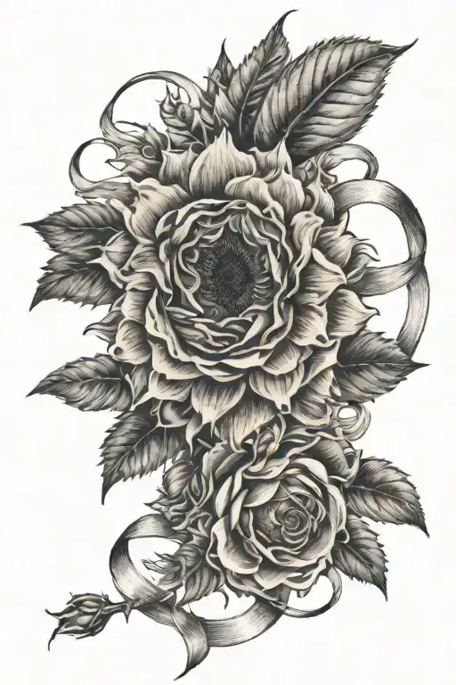 Rose Sunflower Ribbon Wrapped