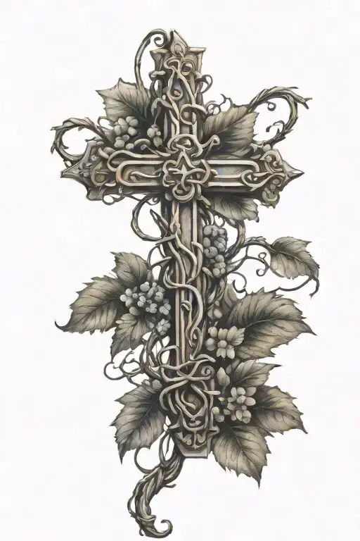 Cross With Message Inside Wrapped Around A Vine