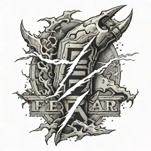 Claw Marks With Lightning And The Word Fear