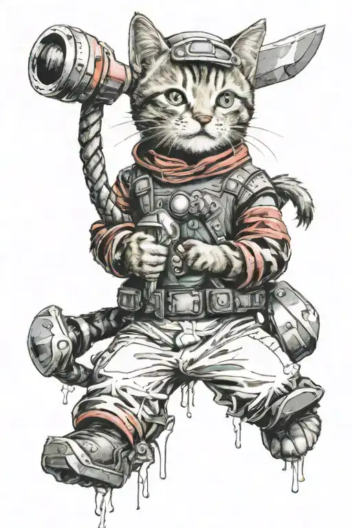Astronout Cat Playin With Thor S Hammer Mjolnir