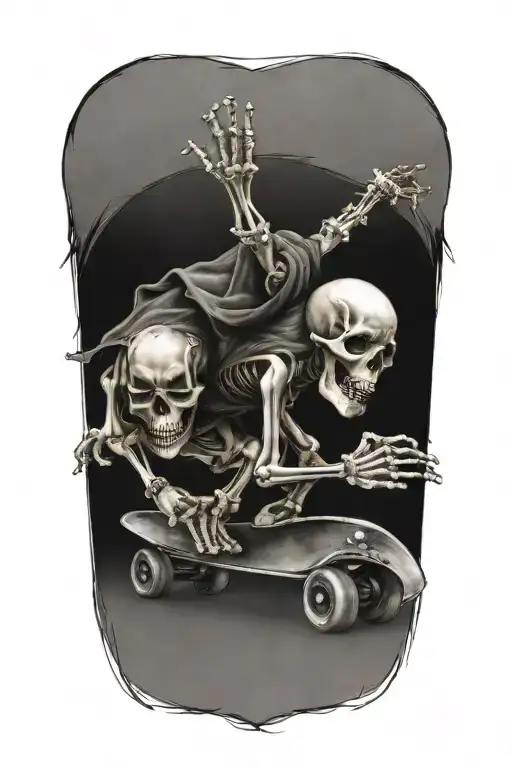 Skeleton Riding Skateboard
