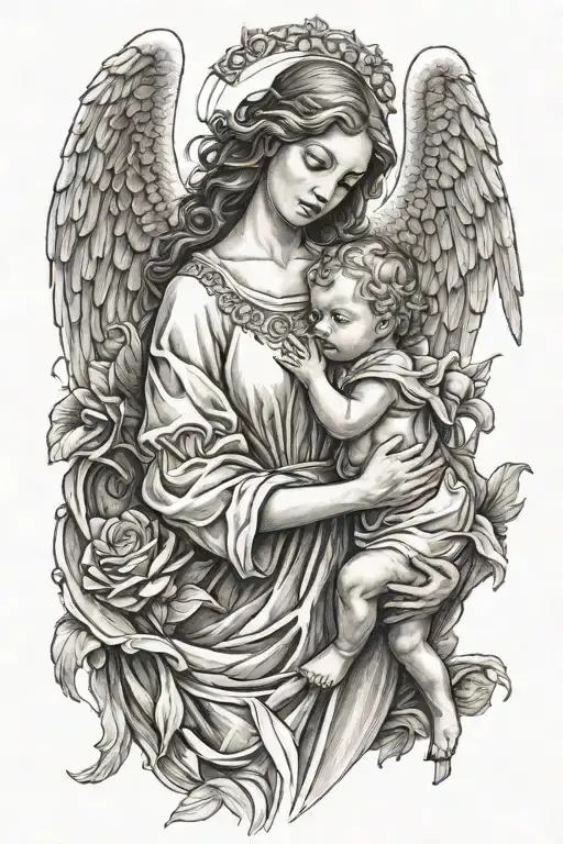 Angel Holding A Baby Girl