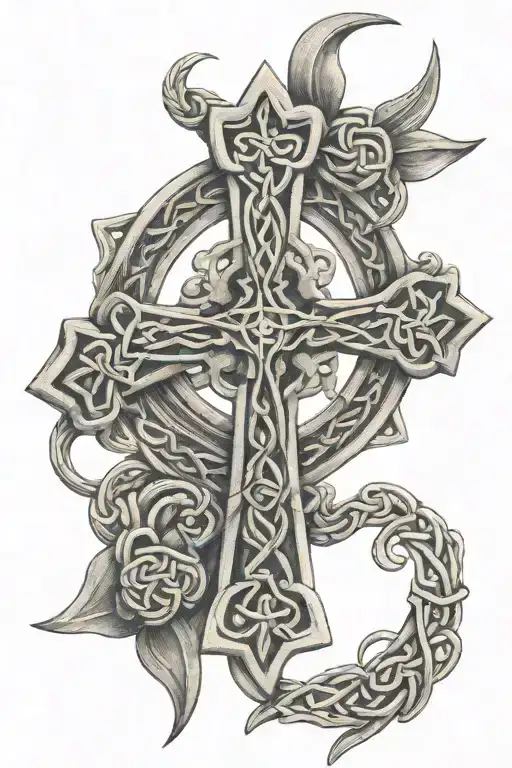 Celtic Cross With Trinity Knot Symbol
