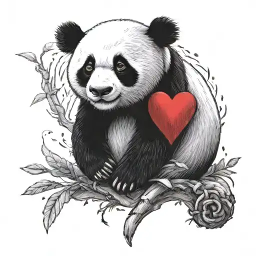Panda With Heart On Forearm