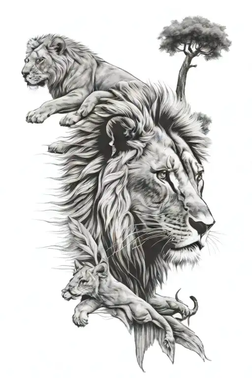Tattoos Ideas Written Olwethu With Different Fonts And Have A Realistic Lion And A Baby Lions Wit