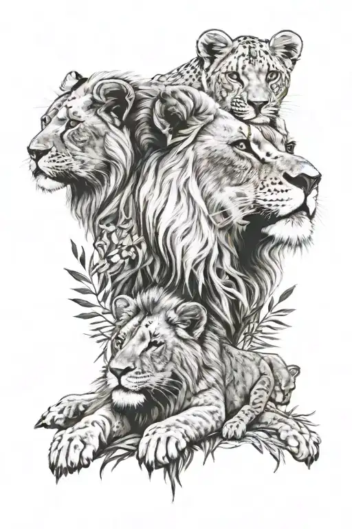 Tattoos Ideas Written Olwethu With Different Fonts And Have A Realistic Lion And A Baby Lions