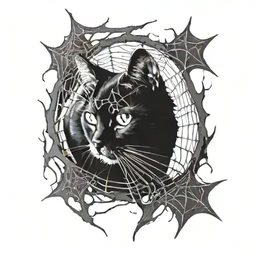Dark Cat With Spider Webs