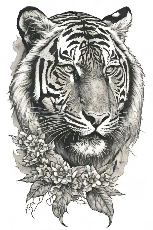 Tiger And Mountains River Taiga