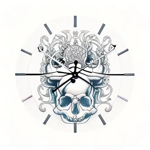 Clock Potleaf Skull Jewels