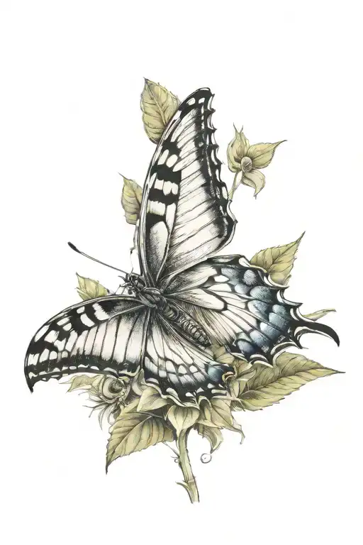 Sunflower And Butterfly