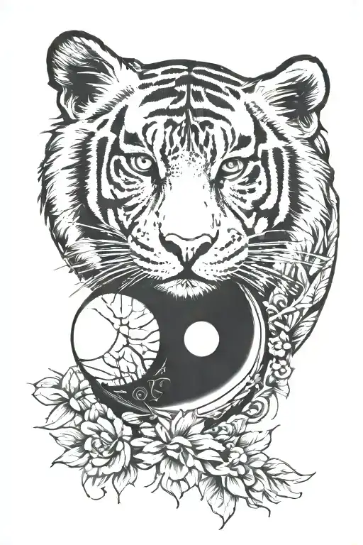 Yin Yang And Tiger Face