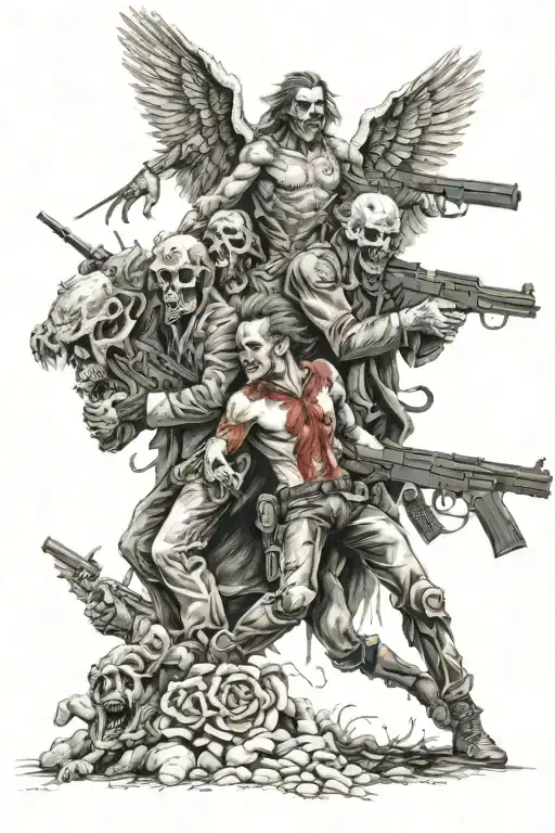 Heaven Vs Hell Zombies Angels Guns