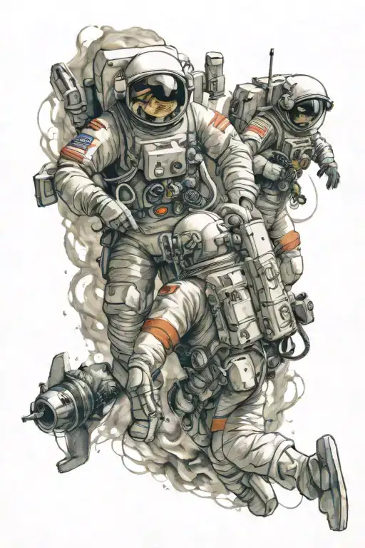 Astronaut And Deep Sea Diver Surrounded