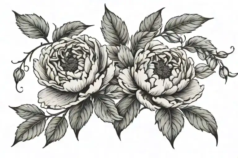 Single Vine Growing Peony Flowers