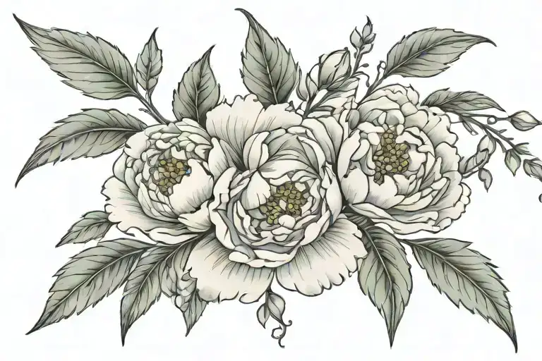 Single Vine Growing Peony Flowers