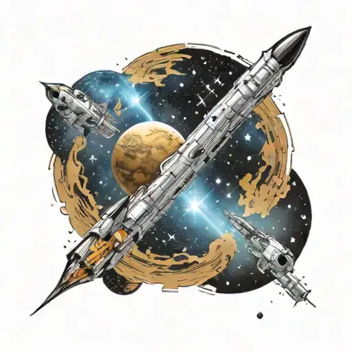 A Comedic Twist On A Space-themed Tattoo With A Black Hole And Quasar