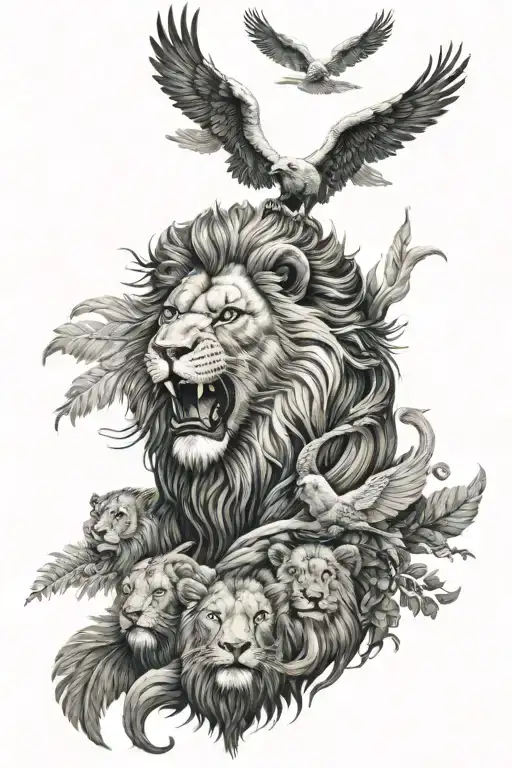 Lion Male Angel Eagle Moon Conquer Evil Speak No Evil