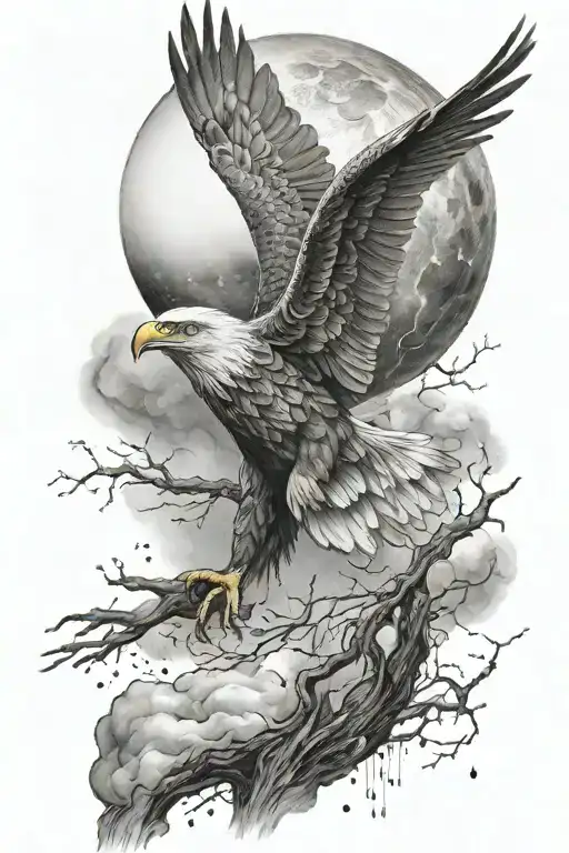 Male Angel Eagle Moon Surrounded My Rain