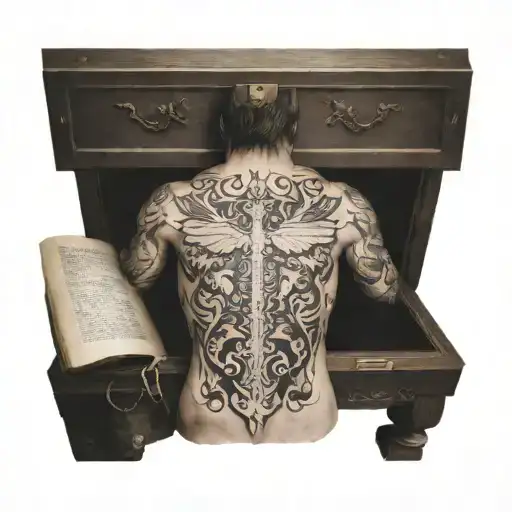 Chest And Sleeve Tattoo With Bible Versed