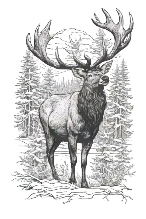 Swedish Nature With Elk Standing