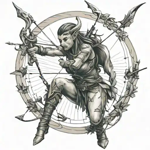 Female Demon Archer Shooting An Arrow