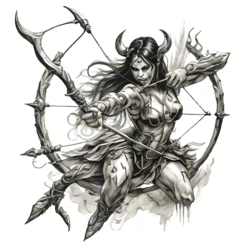 Demon Girl Shooting An Arrow