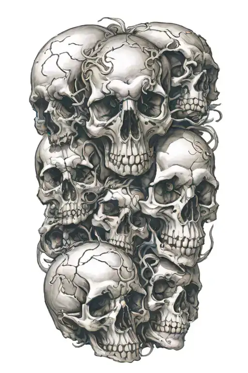 Three Skulls Piled On Top Of Each Other