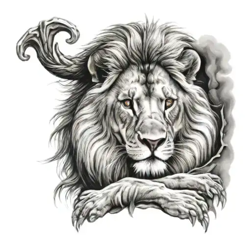 Lion Protecting A Lamb