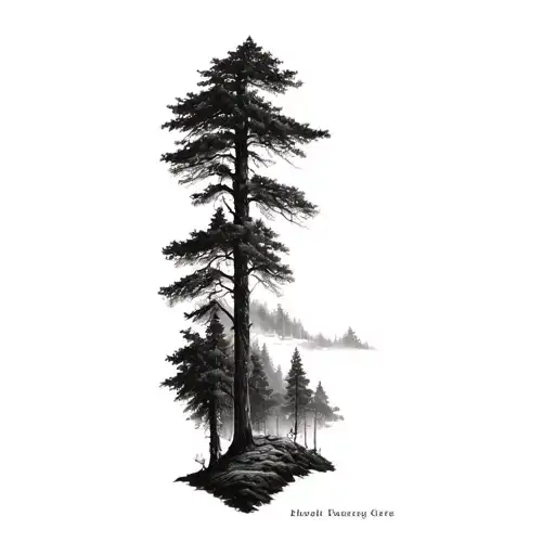 Dense Forest Landscape Tattoo Design