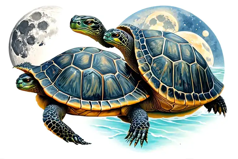 Moon And 2 Turtles