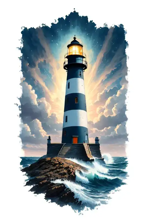 Lighthouse Shining Its Light