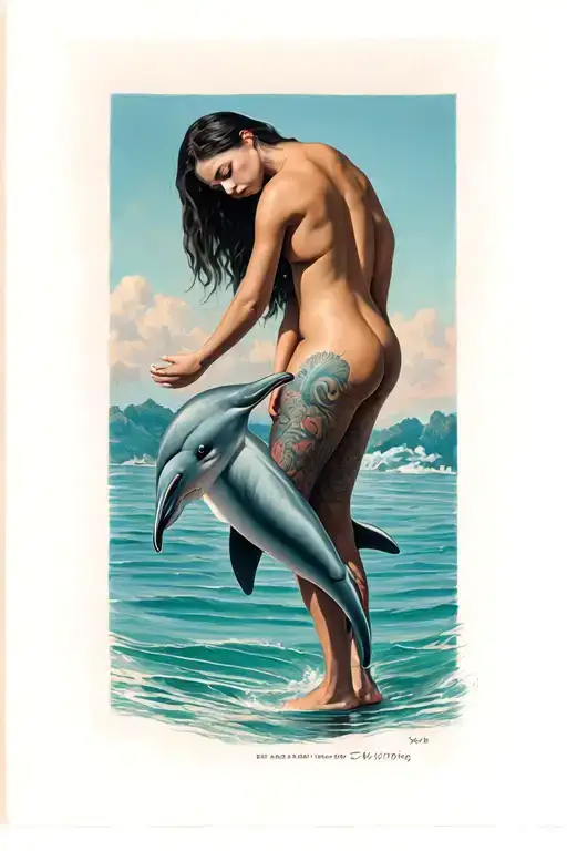 Perverted Dolphin Rubbing On A Woman Standing