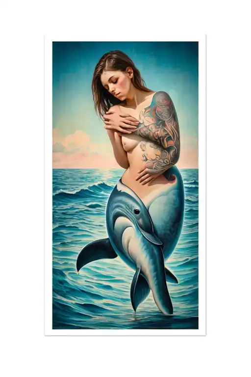 Perverted Dolphin Rubbing On A Woman Standing