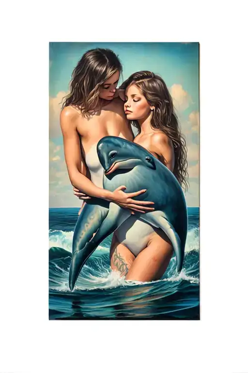 Perverted Dolphin Rubbing On A Woman Standing