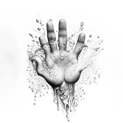Hand With Water Splashing On The Base