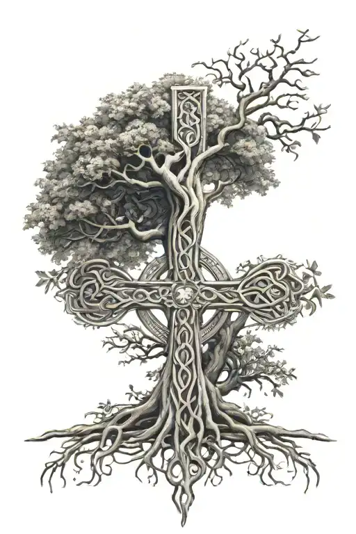 Celtic Cross Tree Of Life Intertwined