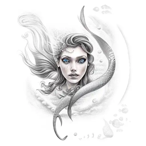 Mermaid Underwater With Waves