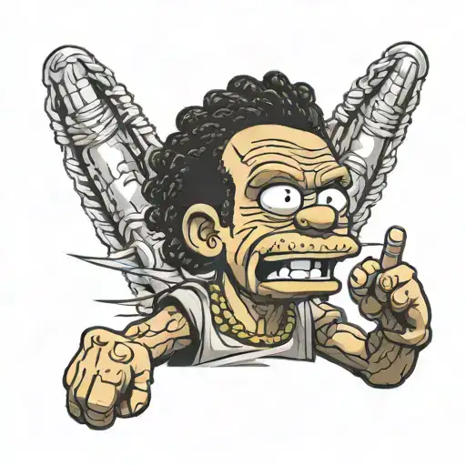 Black Bart Simpson With Braids Sticking Up The Middle Finger