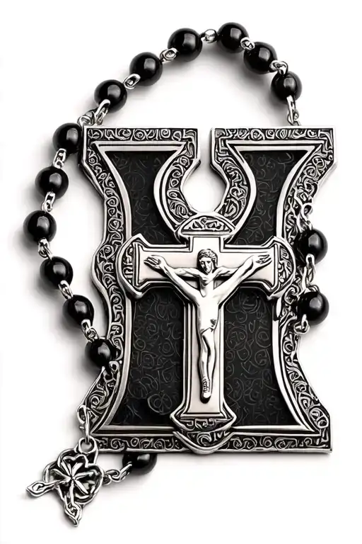 Catholic Rosary With Letter L And Y Letters Forming A Unique