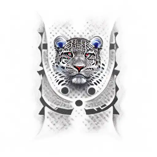 Djokan Warrior With Jaguar Face In Tembe Art