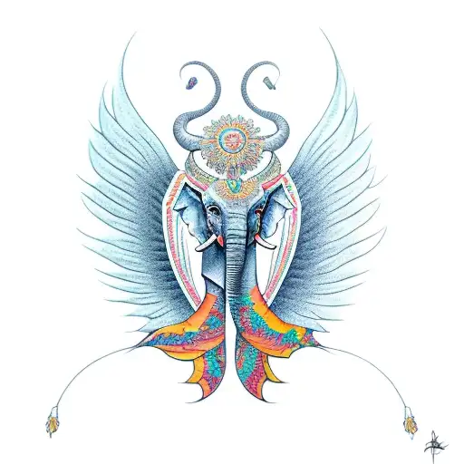 Phoenix With Elephant