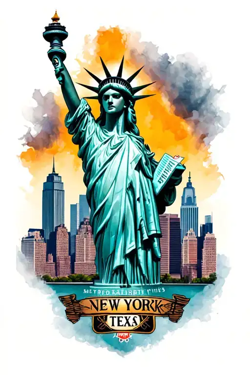 New York Meshed With Texas Inspired Tattoo Featuring