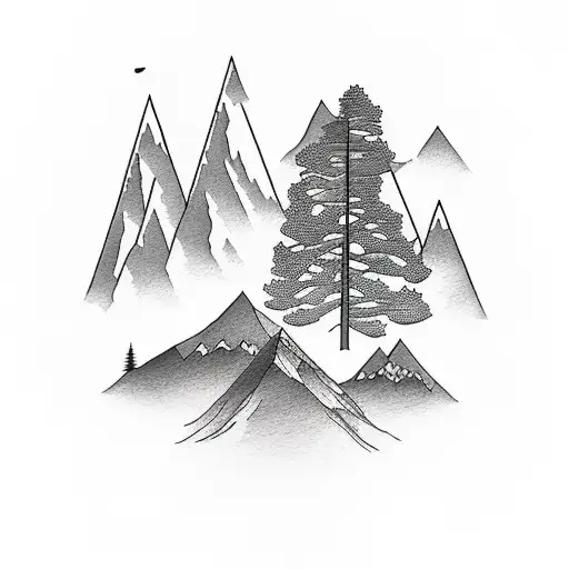 Mountains With A Forest And A Lake