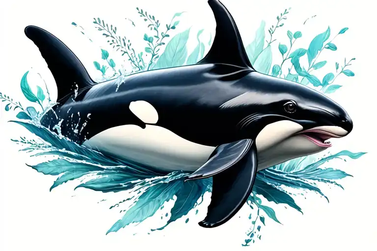 Realistic Orca With Beautiful Designs Inside And Outside Of It