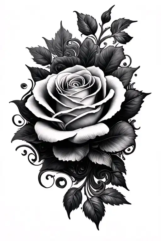 Rose And Filigree Swirls