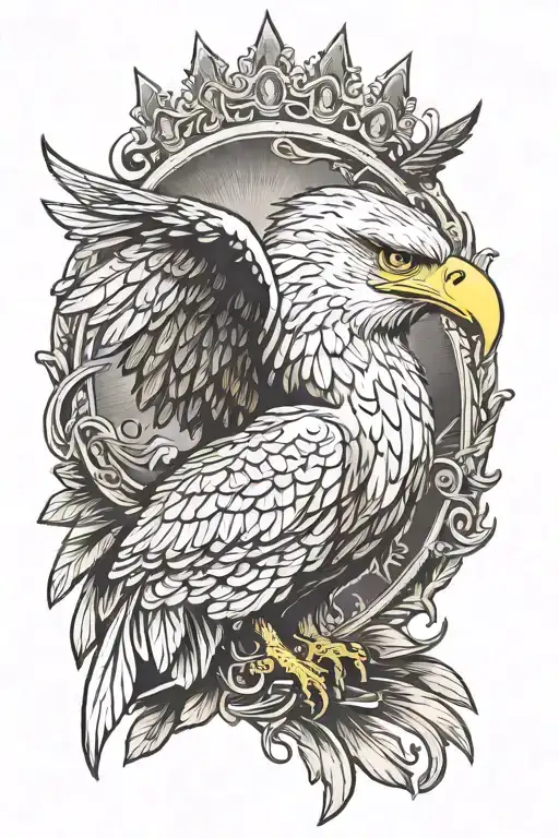 A Majestic Eagle Soaring Through The Sky With A Golden Crown Symbolizing Wealth And Freedom