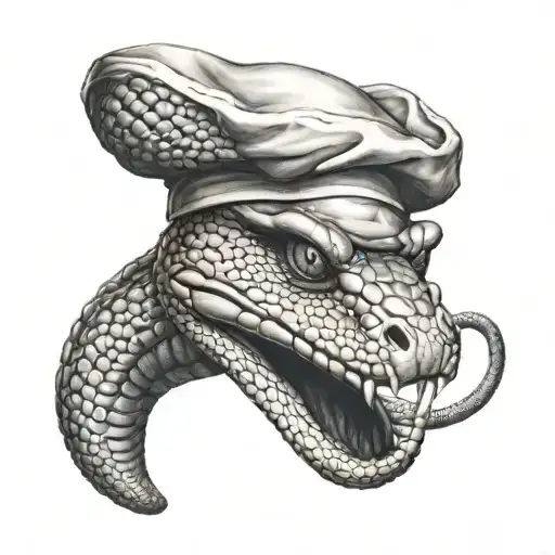 A Realistic Portrait Of A Cobra Wearing A Chef's Hat
