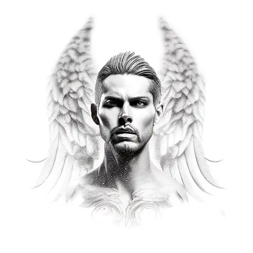 Half Angel Half Demon Male Full Body Statue